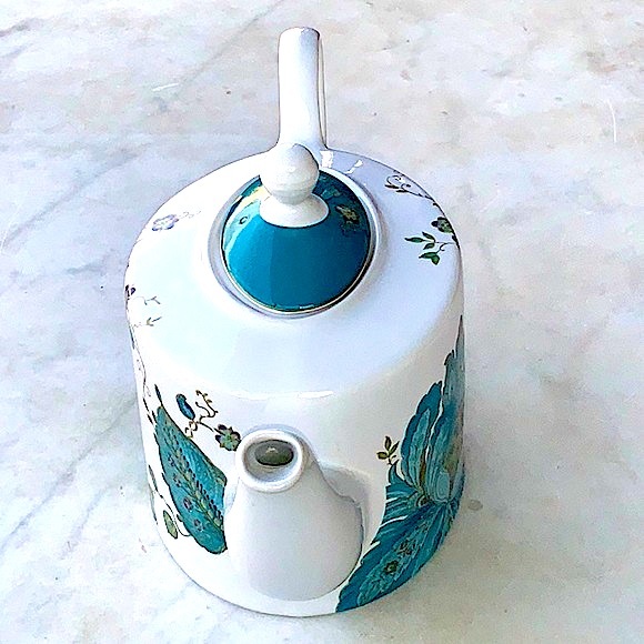 222 FIFTH ELIZA TEAL TEA POT & LID NEW PORCELAIN INCH FLORAL 4 CUPS - Picture 4 of 8